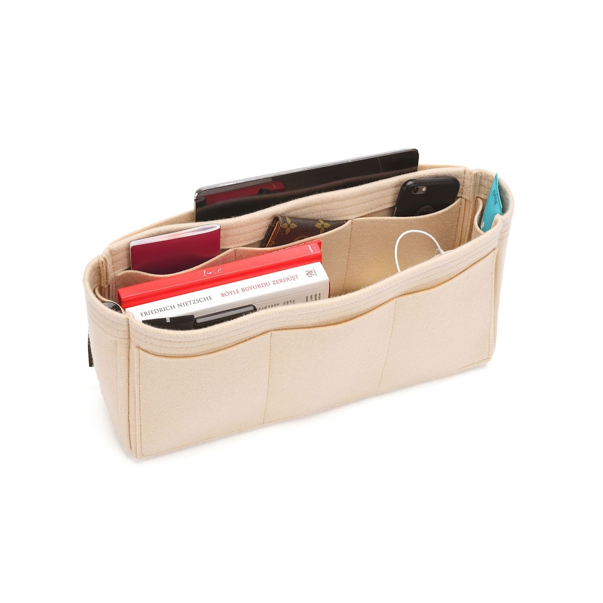 Hermes Herbag Bag Models Organizer Insert, Classic Model Bag Organizer with Exterior Pockets