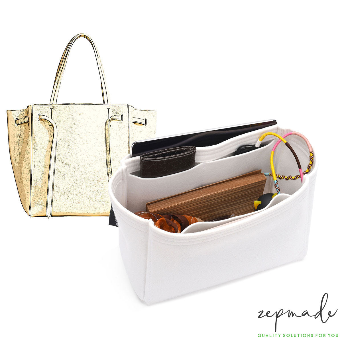 Purse Organizer Insert for Celine Cabas Phantom, Classic Model Bag Organizer with Ipad Pocket