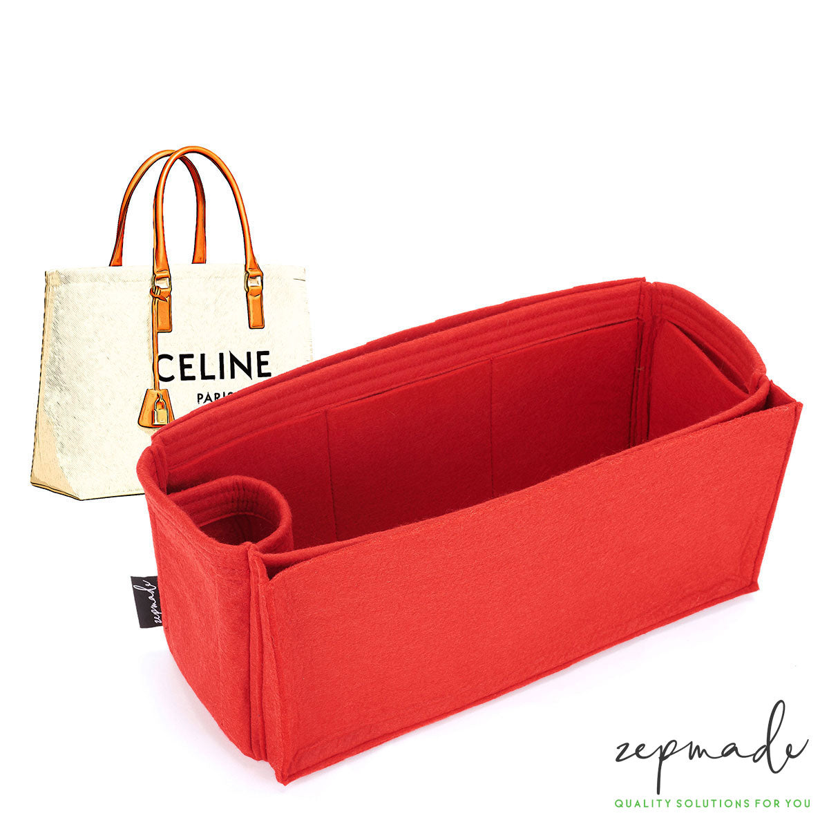Purse Organizer Insert for Celine Horizontal Cabas, Bag Organizer with Laptop Compartment and Single Bottle Holder