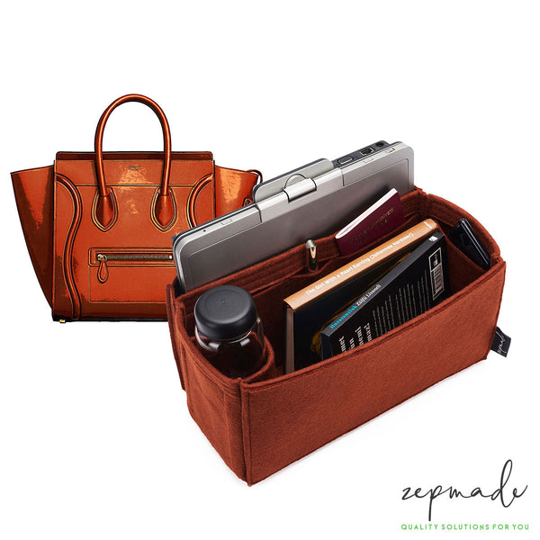 Purse Organizer Insert for Celine Horizontal Cabas, Bag Organizer with Laptop Compartment and Single Bottle Holder