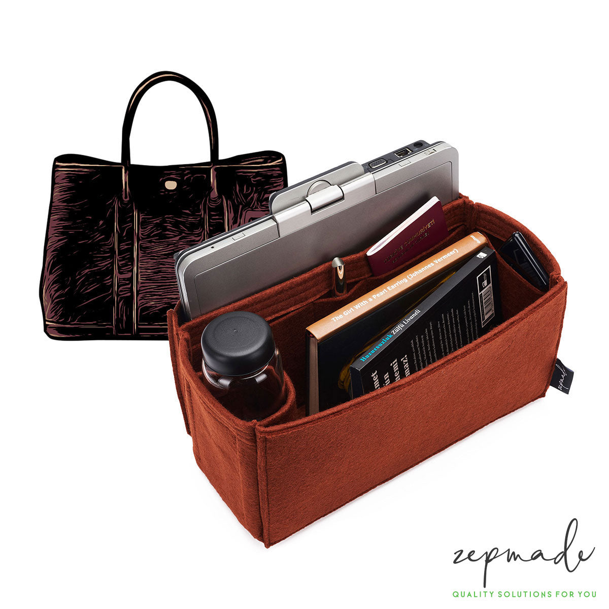 Hermes Garden Party Bag Models Organizer Insert, Purse Organizer with Laptop Compartment and Pen Holder