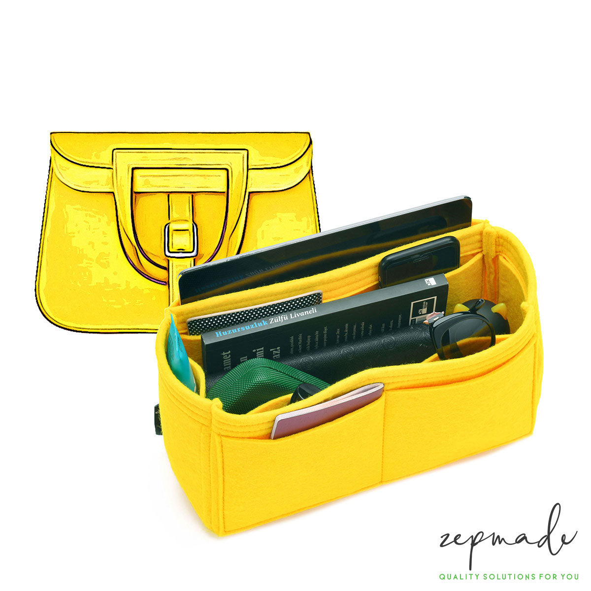 Hermes Halzan 31 Bag Organizer Insert, Classic Model Purse Organizer with Exterior Pockets