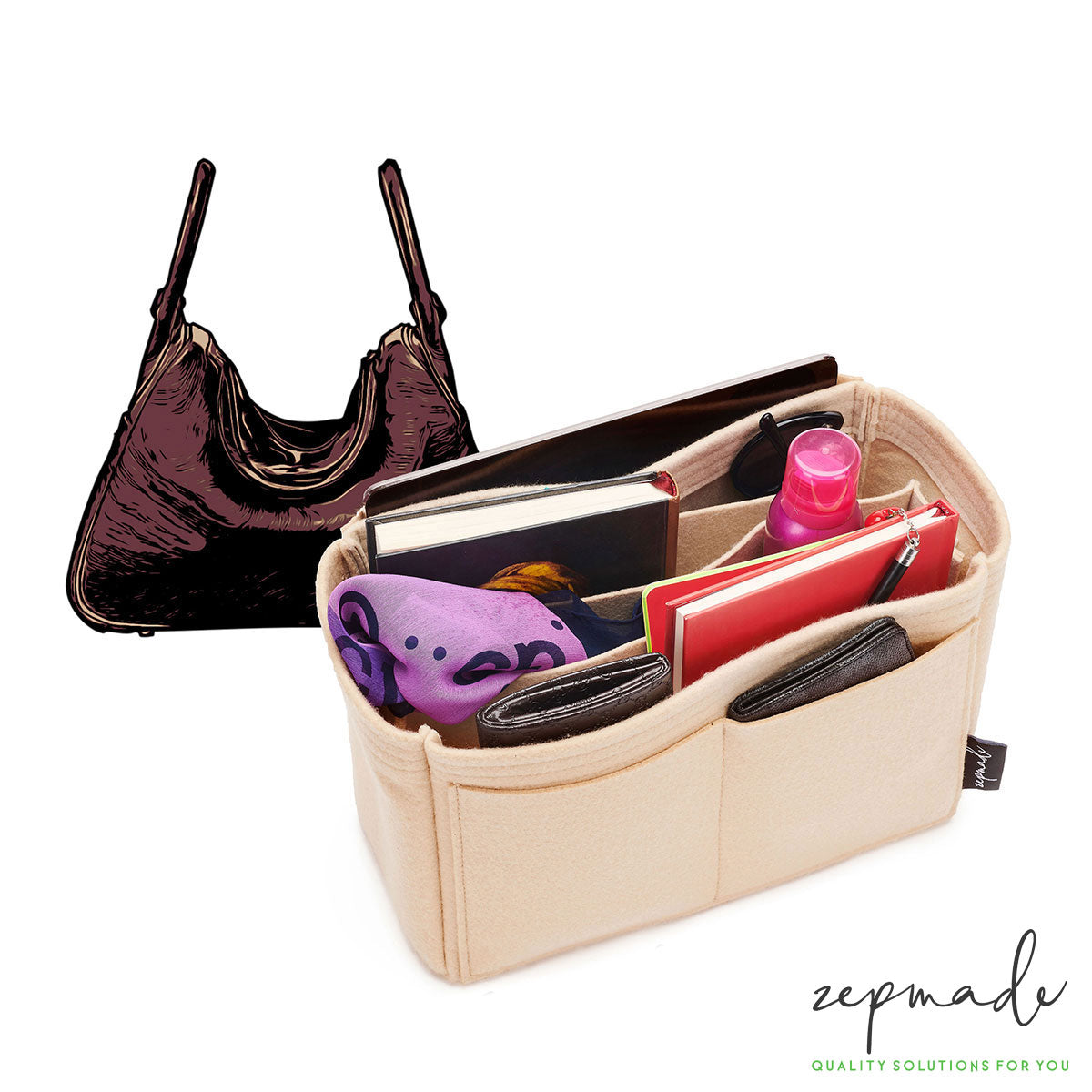 Hermes Lindy Bag Models Organizer Insert, Bag Organizer with Middle Compartment and Exterior Pockets