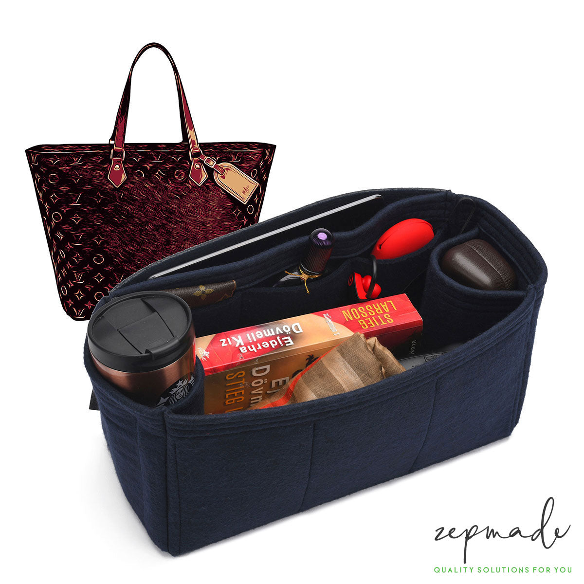 Louis Vuitton All-In Purse Organizer Insert, Bag Organizer with Double Bottle Holders