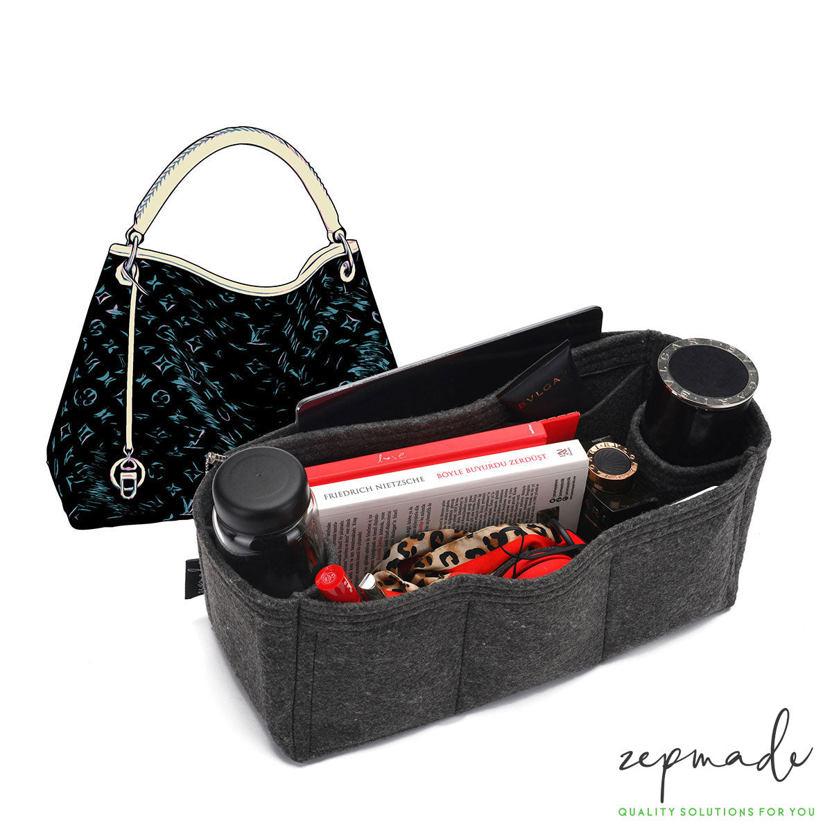 Louis Vuitton Artsy Organizer Insert, Bag Organizer with Double Bottle and Pen Holders