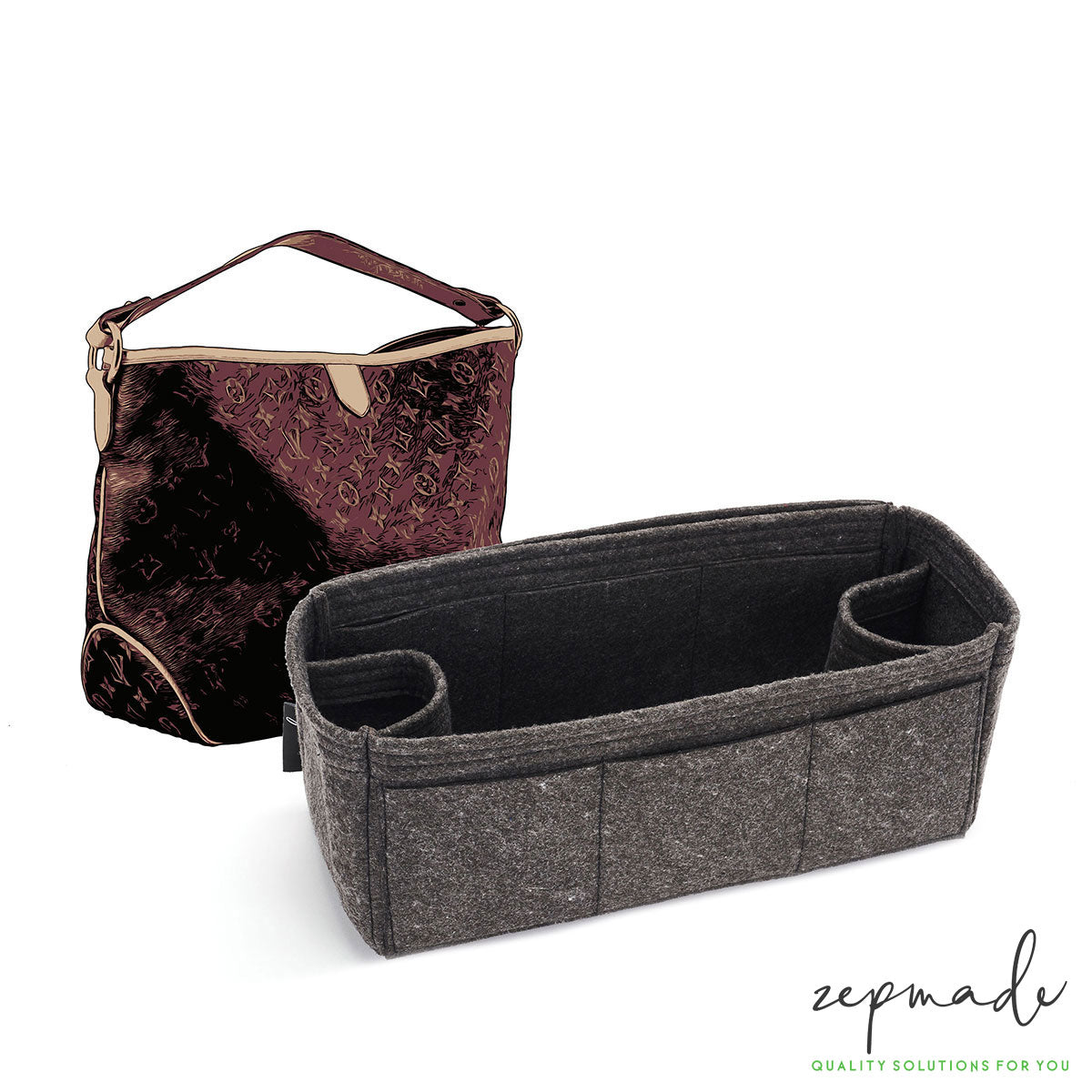 Louis Vuitton Delightful Organizer Insert, Bag Organizer with Double Bottle Holders and Exterior Pockets