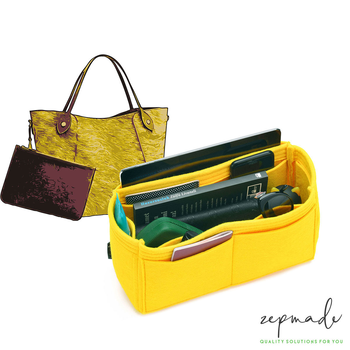 Louis Vuitton Hina MM Purse Organizer Insert, Classic Model Bag Organizer with Exterior Pockets