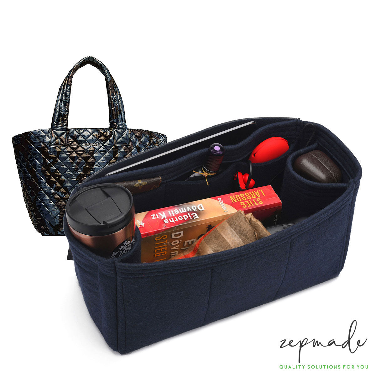 MZ Wallace Metro Tote Bag Models Organizer Insert, Bag Organizer with Double Bottle Holders