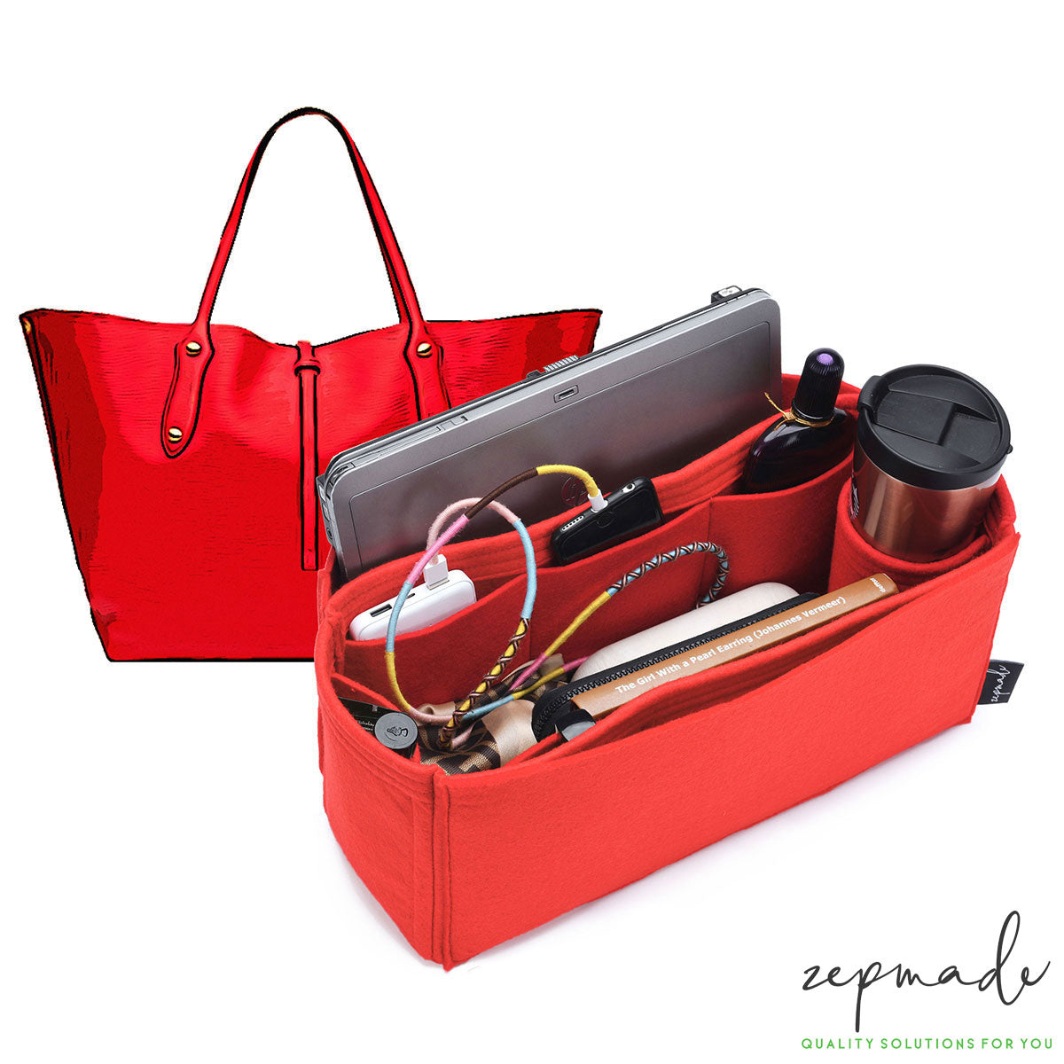 Annabel Ingall Large Isabella Tote Organizer Insert, Bag Organizer with  Laptop Compartment and Single Bottle Holder