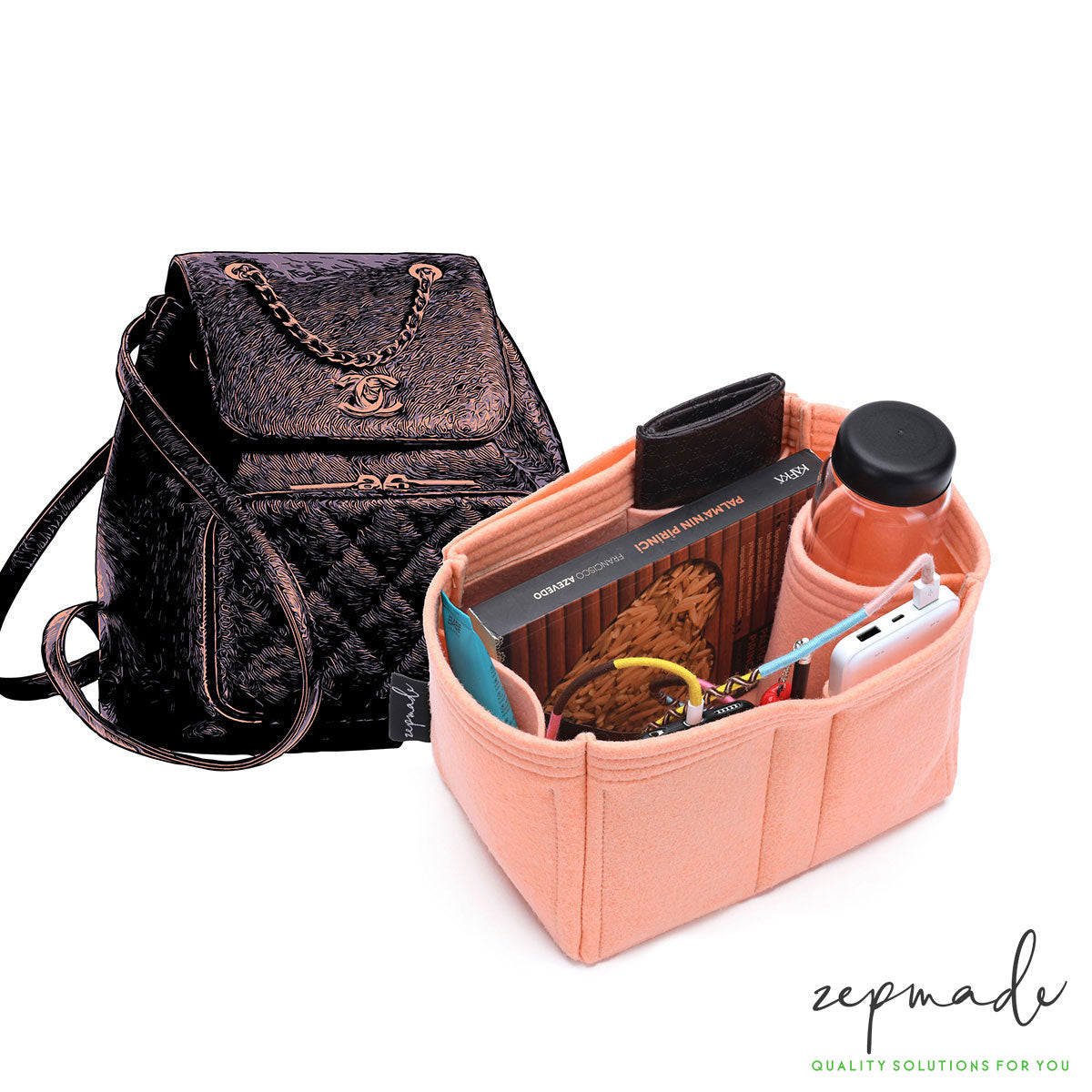 Travel Insert Bag Backpack Organizer Multi Pocket Handbag Felt Makeup Case  | eBay
