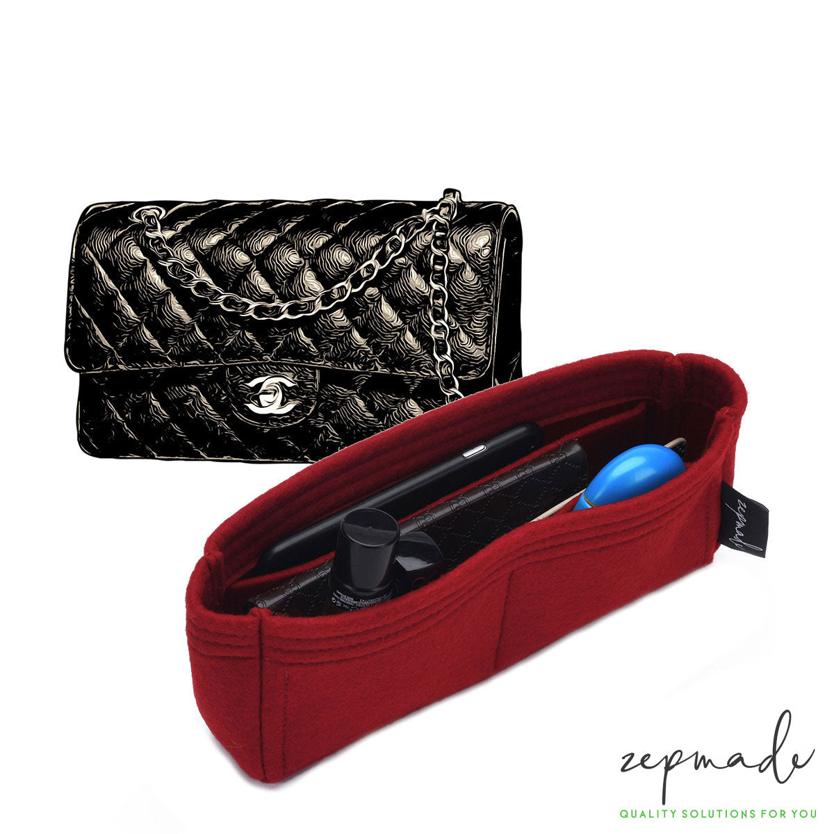  Bag Organizer for Chanel Classic Flap Jumbo - Premium Felt  (Handmade/20 Colors) : Handmade Products