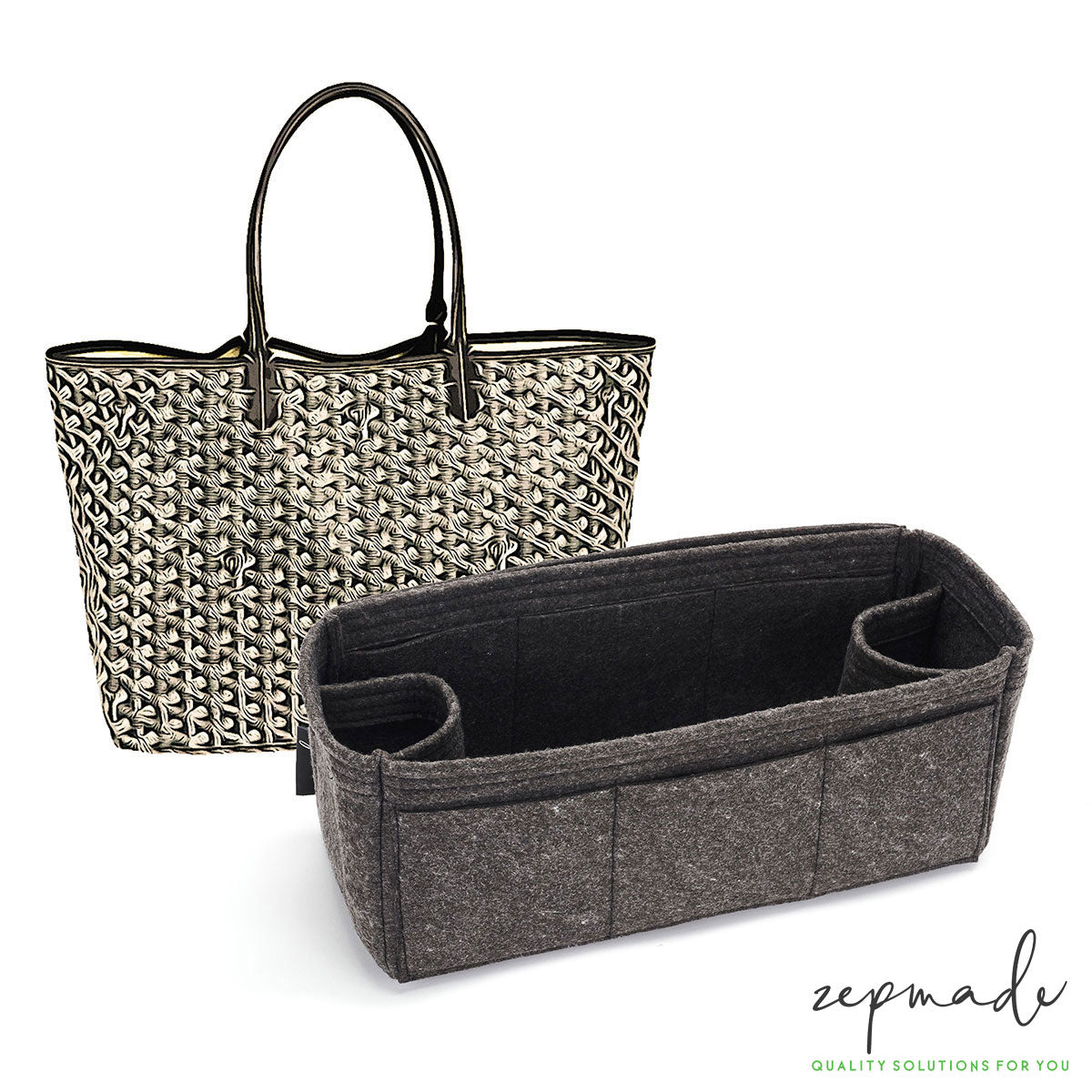 Cotton Canvas Bag and Purse Organizer in Black for Goyard St Louis and Anjou