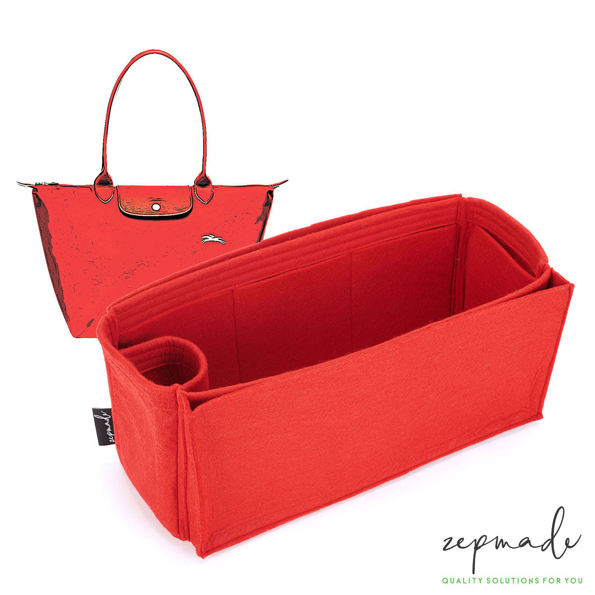 Bag and Purse Organizer with Zipper Top Style for Le Pliage Large and Neo Large  Tote Bags
