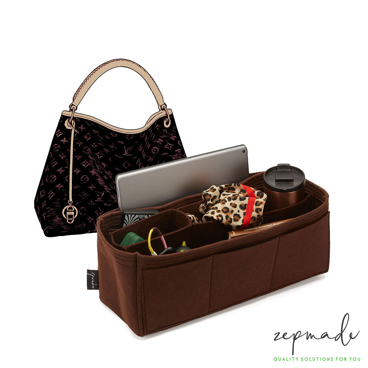 Louis Vuitton Neverfull Organizer Insert, Bag Organizer with Middle  Compartment and Exterior Pockets