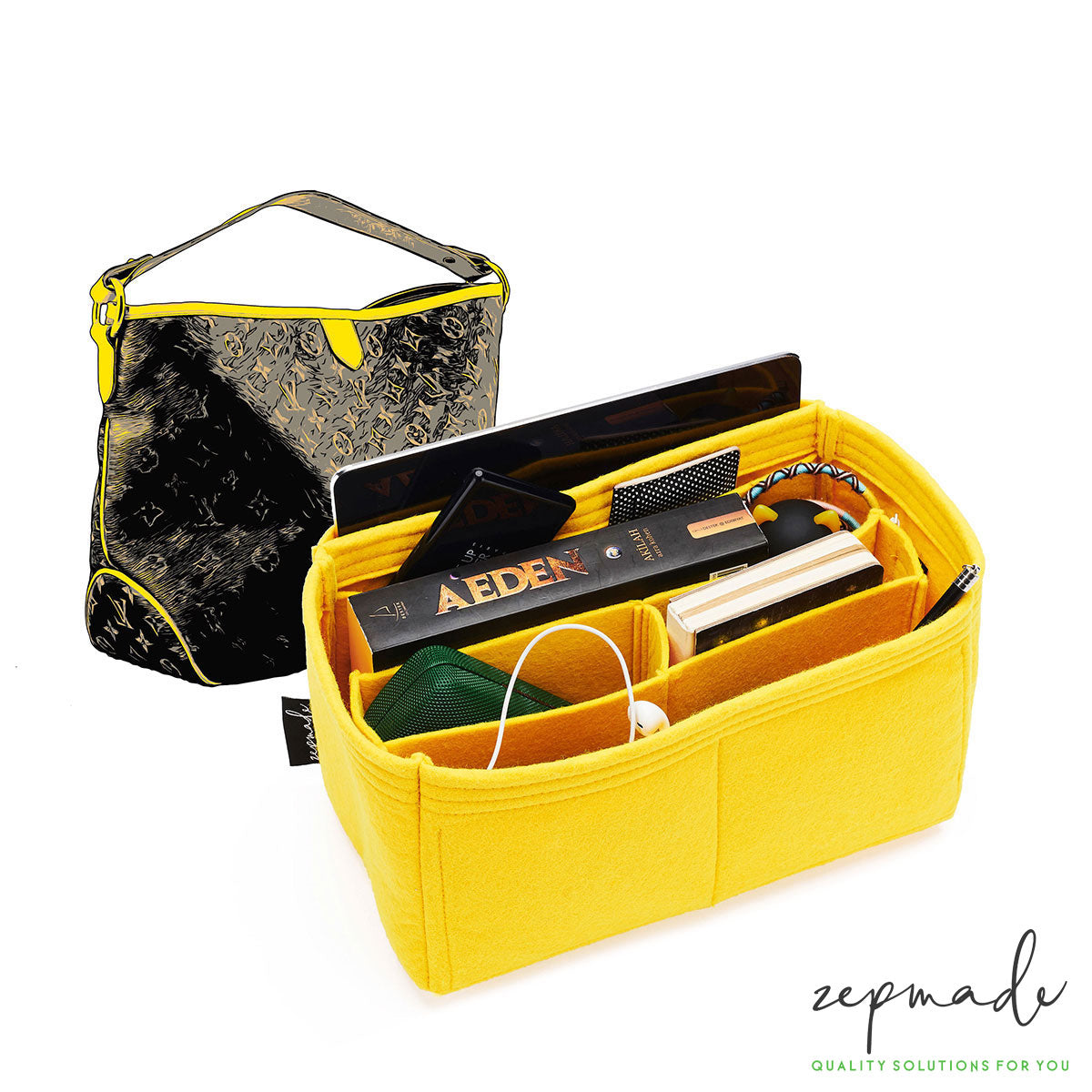 Bag and Purse Organizer with Zipper Top Style for Delightful MM (2015-2017  models ), Delightful MM (2010-2014 models) and Delightful GM