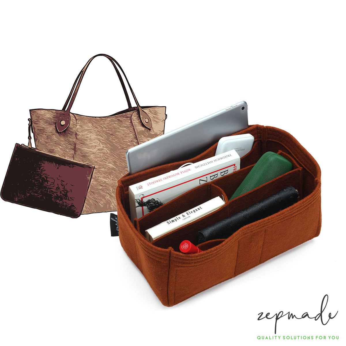 Handbag Purse Organizer Insert | Patented, Sturdy and Flexible Design |  Dahlia | Handbag organization, Purse organization, Purse organizer insert