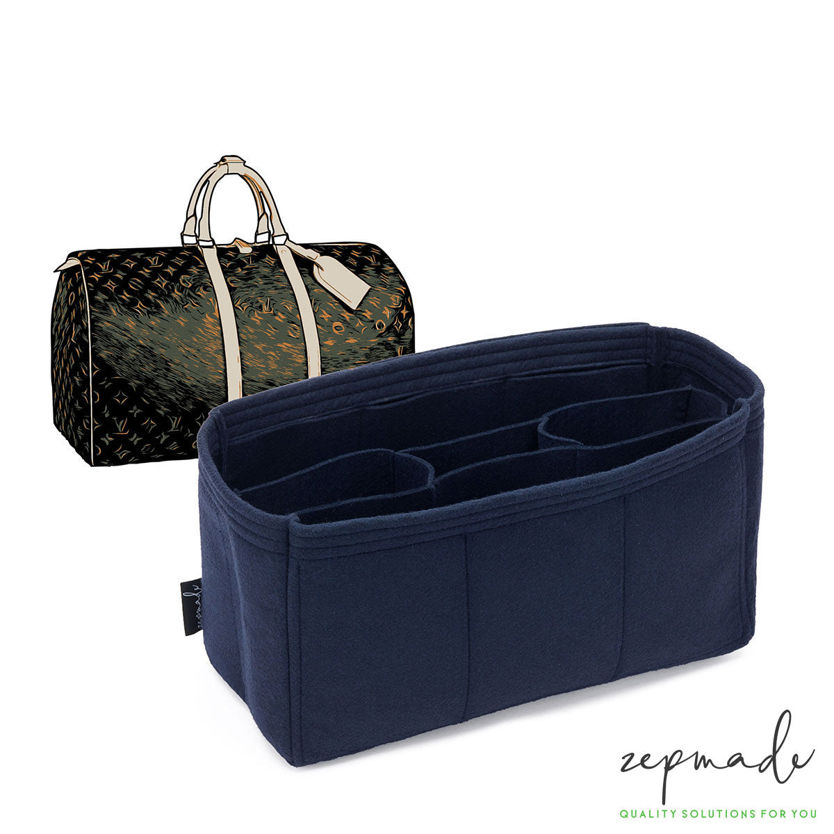 [Keepall 60 Organizer] Felt Purse Insert with Middle Zip Pouch, Customized  Tote Organize, Bag in Handbag (Style B)