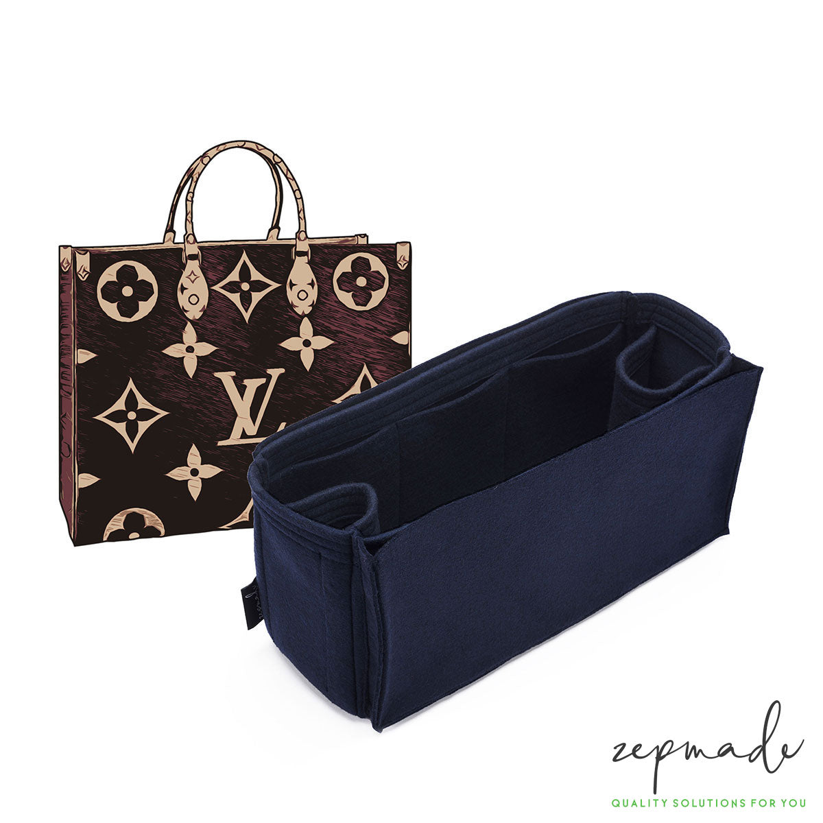 Louis Vuitton Onthego Purse Organizer Insert, Bag Organizer with Laptop  Compartment and Single Bottle Holder