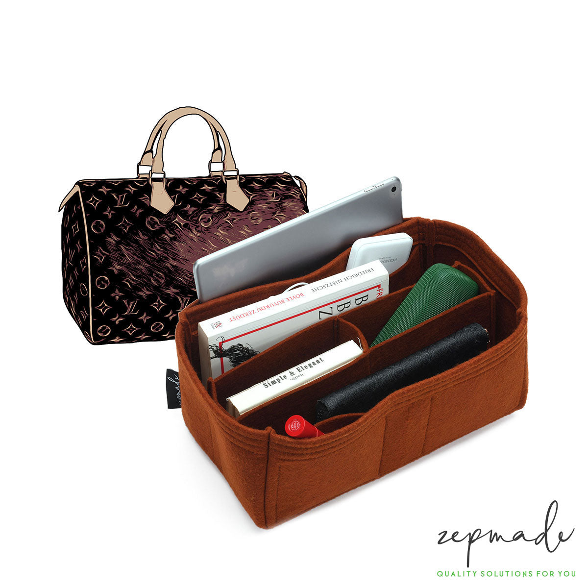 Suedette Regular Style Leather Handbag Organizer for Louis Vuitton Speedy 25,  Speedy 30, Speedy 35, and Speedy 40